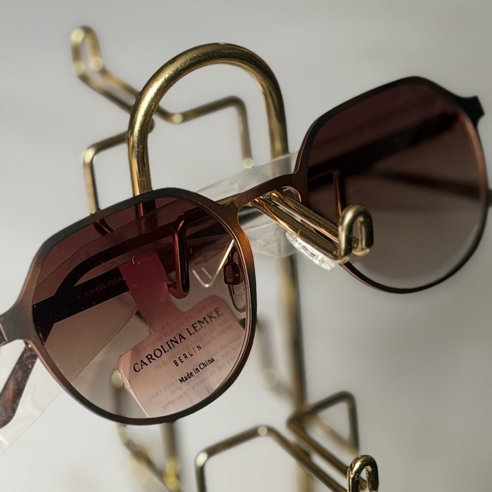 Authentic Carolina Lemke Brown Gradient Round Sunglasses 51□20 145 w/ Case